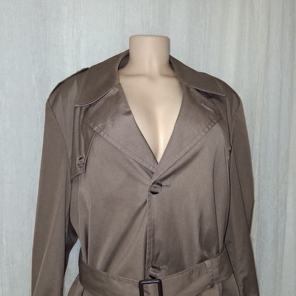 Botany 500 Brown Herringbone Trench Coat Women Size 42 Made In Usa - Picture 3 of 16